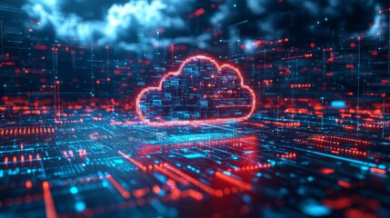 Wall Mural - intelligent cloud data management interface, with advanced ai-driven controls, managing data flows i