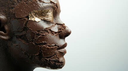 Wall Mural - Cracked chocolate face close-up