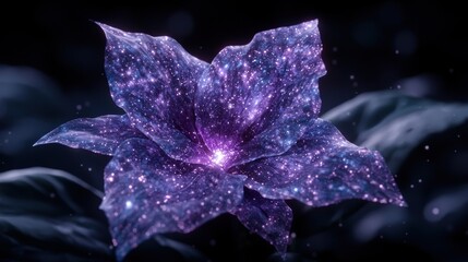 Canvas Print - Glowing purple flower in the dark