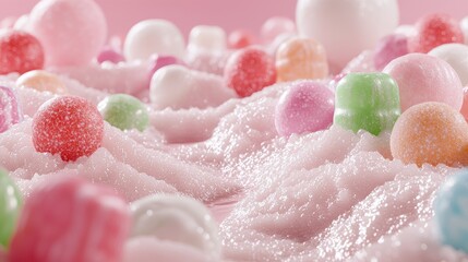 Wall Mural - Colorful assortment of sugary candies and jellies