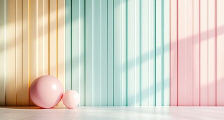 Sticker - pastel colored abstract background with pink balloons