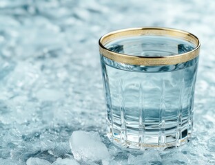 Poster - crystal clear glass of water on ice