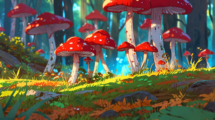 Poster - Enchanted Forest Mushrooms