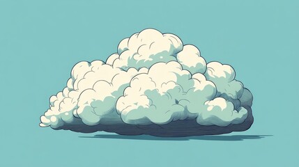 Wall Mural - Cartoon style illustration of a cloud in a linear drawing format