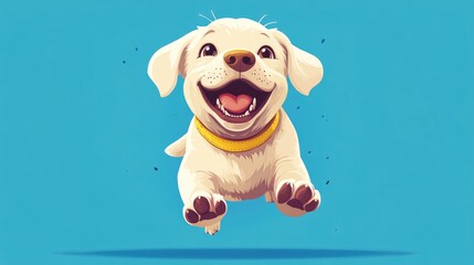 Wall Mural - Playful 2D cartoon illustration of a cheerful white Labrador retriever