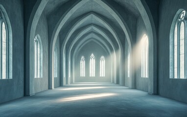 Wall Mural - 3D rendering of gothic vaults in a historic architecture setting