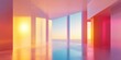 © ArtificialHorizons - Abstract interior featuring a smooth gradient in white and colors with a window 3D rendering and illustration