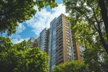 Wall Mural - high rise apartments and green trees , ai