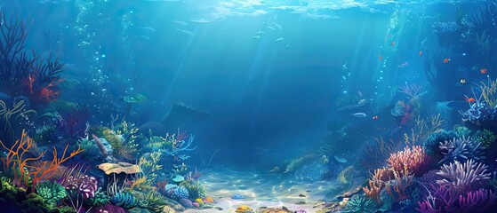 Vibrant Coral Reef Under a Sunlit Ocean