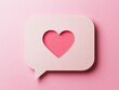 © Mnt - A soft pink speech bubble featuring a heart cutout, symbolizing love and communication in a modern, playful design.