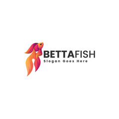 Wall Mural - Vector Logo Illustration Betta Fish Gradient Colorful Style