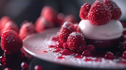 Wall Mural - cake with raspberries