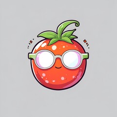 Wall Mural - Cute Tomato with Glasses