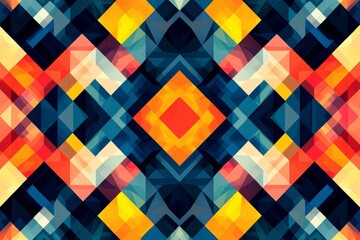 Canvas Print - Abstract Geometric Pattern with Vibrant Colors created with Generative AI