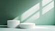 © AImmersive Imagery - 3D podium designed for product presentations in a gradient of green and white hues