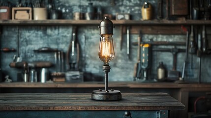 Wall Mural - Industrial Light on a Workshop Table