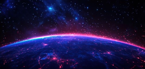 Wall Mural - A stunning cosmic view showcasing the beauty of space with glowing planets, sparkling stars, and vibrant cosmic colors.