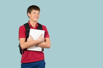 Wall Mural - Portrait of thinking student posing. Education concept.