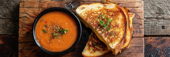 Wall Mural - Grilled Cheese Served with Tomato Soup