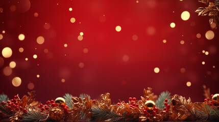 Wall Mural - Christmas background with red balls and different decorations