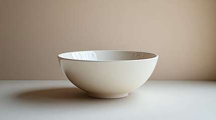 Wall Mural - White Ceramic Bowl on a Neutral Background