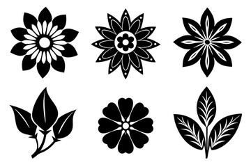 Wall Mural - Set of Floral Decorations icons vector design illustration template.