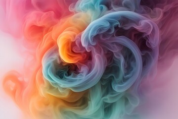 Wall Mural - A swirling cloud of colored smoke with vibrant hues blending together in a soft gradient, AI Generated