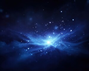Wall Mural - Stunning deep space image with a glowing blue nebula and scattered stars, perfect for illustrating cosmic themes or astronomy concepts.
