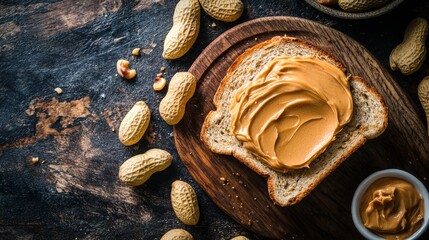 Wall Mural - Peanut butter toast: a tasty snack.