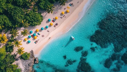 Wall Mural - Aerial view of a tropical beach with turquoise water