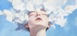 © Jeannaa - A serene representation of imagined thoughts with a figure surrounded by ethereal clouds against a clear blue sky.