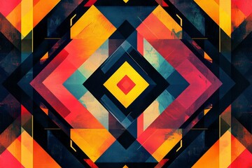 Canvas Print - Abstract Geometric Pattern with Vibrant Colors created with Generative AI