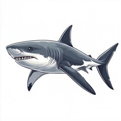 Great White Shark Illustration: A powerful and detailed illustration of a Great White Shark, showcasing its sleek design, sharp teeth, and intimidating presence.  