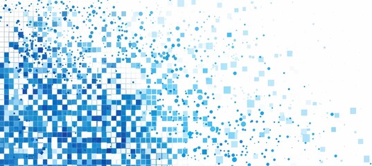 Wall Mural - Abstract blue pixel grid background