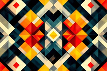 Wall Mural - Abstract Geometric Pattern with Vibrant Colors created with Generative AI