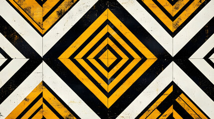 Wall Mural - Abstract Geometric Pattern Yellow Black White Grunge Texture Background