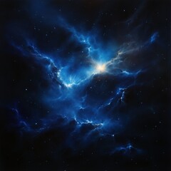Wall Mural - A stunning cosmic scene featuring vibrant blue nebulae illuminated by distant stars, evoking a sense of wonder and exploration.