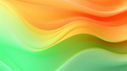 Wall Mural - Smooth waves of neon pastel green and orange blend beautifully, providing a lively and energetic backdrop perfect for artistic and digital applications