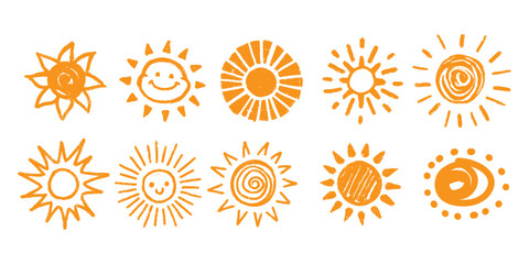 Wall Mural - hand drawn sun drawing illustration child