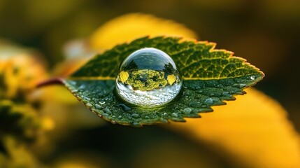 Wall Mural - Water Droplet on a Leaf