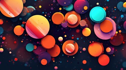 Wall Mural - Abstract Colorful Circles in a Dark Space