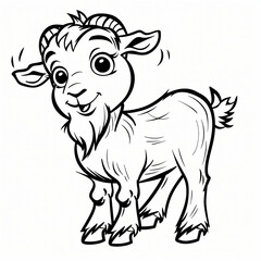 Wall Mural - cartoon of a Goat children coloring book page