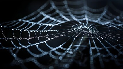 Tangled Web Silhouette Against Dark Mysterious Blackground