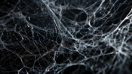 Tangled Abstract Web Texture on Dark Monochrome Background