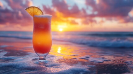 Canvas Print - Sunset Cocktail on the Beach