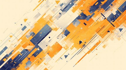 Wall Mural - Abstract Geometric Composition in Orange and Blue