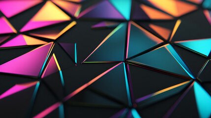 Wall Mural - Abstract Neon Geometric Background with Colorful Triangles