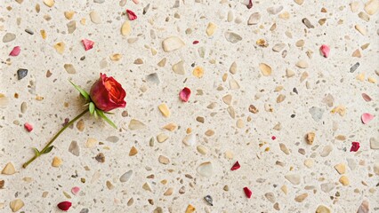 Wall Mural - Terrazzo texture background with small rose and beige pieces in concrete