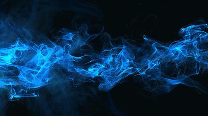 Canvas Print - A serene display of azure fumes on a dark backdrop of wispy fragrances.