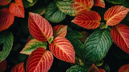 Sticker - Intricate Red and Green Leaves